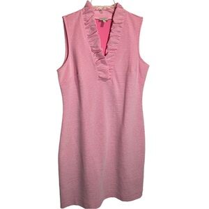 Talbots Ruffle Collar Striped Shift Dress